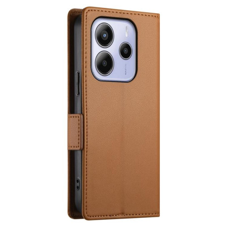 Чохол-книжка Side Buckle Magnetic Frosted Leather для Xiaomi Redmi Note 14 4G 164.84mm - коричневий