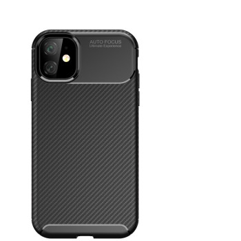 Противоударный чехол Carbon Fiber Texture на iPhone 12 Mini -черный