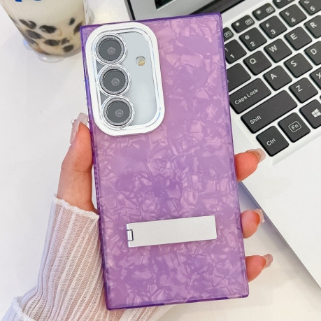 Противоударный чехол Plating Glitter Texture TPU with Lens Film для Samsung Galaxy A36 5G - Purple Shell Pattern