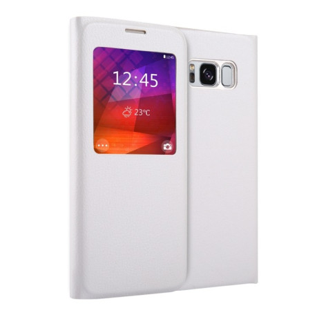 Чехол-книжка Litchi Texture Display ID на Samsung Galaxy S8 Plus - белый