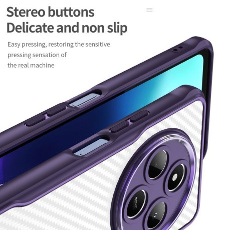 Ударозахисний чохол Carbon Fiber Texture Translucent на Xiaomi Redmi 14C 4G/Poco C75/Redmi A4 5G - фіолетовий