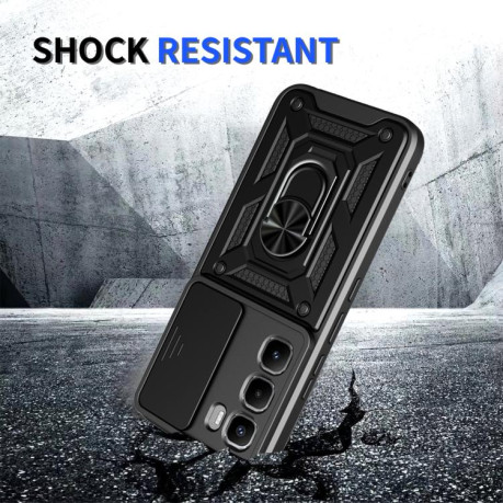 Чохол із шторкою на камеру Sliding Camshield та підставкою для Infinix Hot 60 Pro 4G — червоний