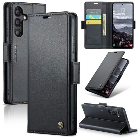 Чехол-книжка CaseMe 023 Butterfly Buckle Litchi Texture RFID Anti-theft Leather для Samsung Galaxy S24 FE 5G - черный