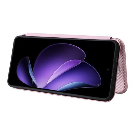 Чохол-книжка Carbon Fiber Texture на OPPO Reno13 F/Reno13 FS - рожевий