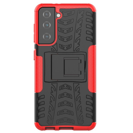 Противоударный чехол Tire Texture на Samsung Galaxy S21 - красный
