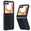 Противоударный чехол Carbon Fiber Texture Printing для Motorola Razr 50 5G - черно-синий