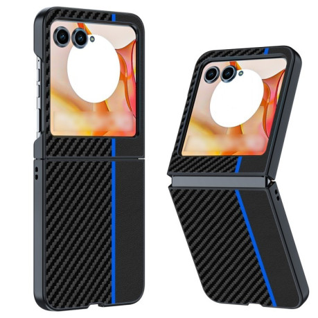 Противоударный чехол Carbon Fiber Texture Printing для Motorola Razr 50 5G - черно-синий