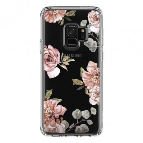 Оригинальный чехол Spigen Liquid Crystal на Samsung Galaxy S9 Blossom Flower