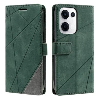 Чехол-книжка Skin Feel Splicing для OPPO Reno13 5G - зеленый