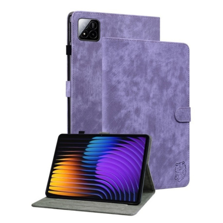 Чохол-книжка Embossed Tiger Pattern Leather для Xiaomi Pad 7 / Pad 7 Pro - фіолетовий