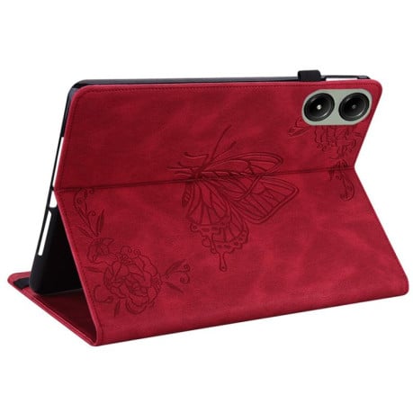 Чехол-книжка Butterfly Flower Embossed Leather на Xiaomi Redmi Pad 2 / Xiaomi Redmi Pad SE 11 2025 - красный
