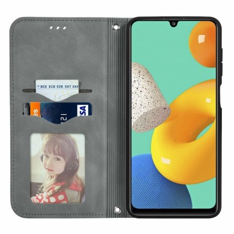 Чехол-книжка Retro Skin Feel Business Magnetic на Samsung Galaxy M32/A22 4G - серый