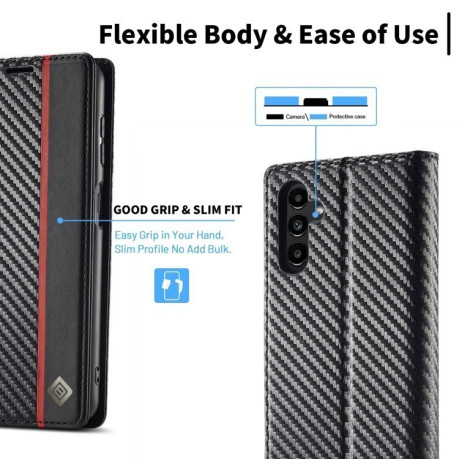 Чохол-книжка LCIMEEKE Carbon Fiber для Samsung Galaxy A35 5G - Black