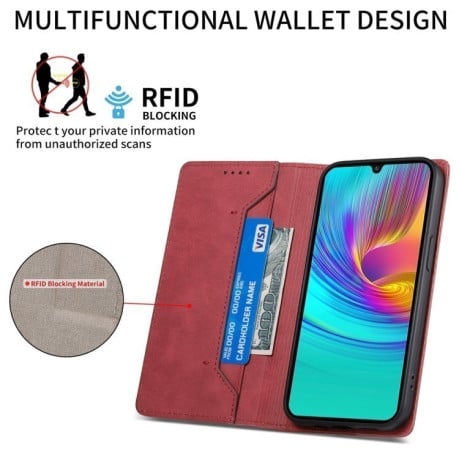 Чохол-книжка Business Solid Color із захистом від сканування RFID на Samsung Galaxy A17 4G - червоний