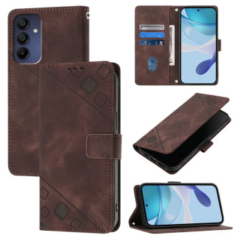 Чехол-книжка Skin-feel Embossed для Samsung Galaxy A16 5G - коричневый