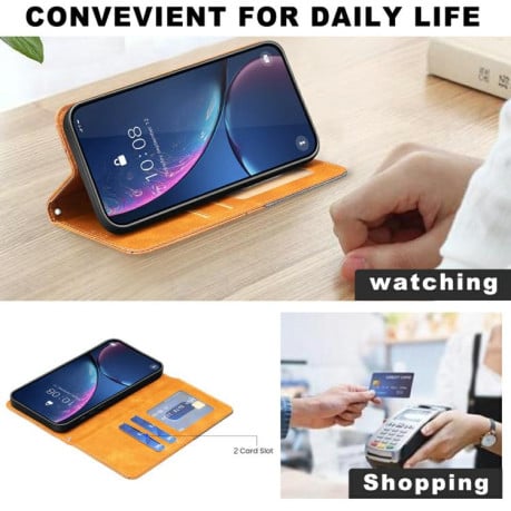 Чехол-книжка Rhombus Texture на Xiaomi Redmi 15C 5G / 4G EU 173mm - желтый