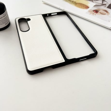 Противоударный чехол Litchi Texture для Samsung Galaxy Fold 5 - черный