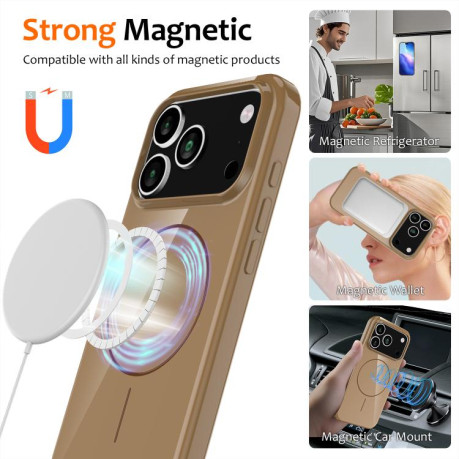 Противоударный чехол Glossy TPU Shockproof MagSafe на iPhone 17 Pro - золотой