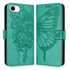 Чехол-книжка с тиснением “бабочки” и магнитным хлястиком на iPhone 17e/16e - зеленый