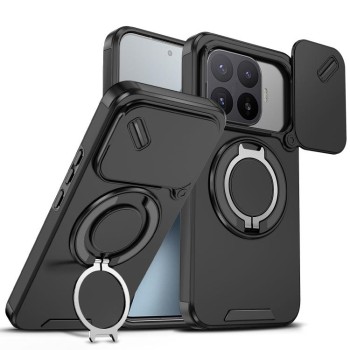 Протиударний чохол зі шторкою камери Sliding Camshield і кільцем-підставкою на Xiaomi 17T Pro 5G — чорний