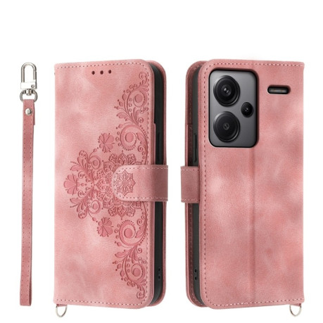 Чохол-книжка Skin-feel Flowers Embossed для Xiaomi Redmi Note 13 Pro+ - рожевий