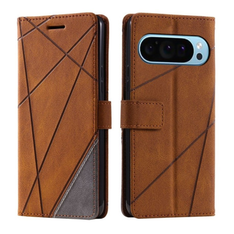 Чохол-книжка Skin Feel Splicing для Google Pixel 9 Pro - коричневий
