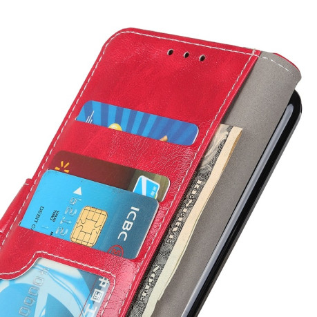Кожаный чехол-книжка Retro Crazy Horse Texture на Samsung Galaxy A21s - красный