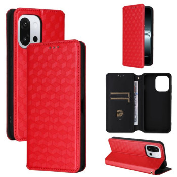 Чехол-книжка Cubic Grid Calf Texture для OnePlus 13T - красный