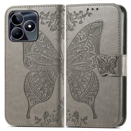 Чехол-книжка Butterfly Love Flower Embossed для Realme C53/C51 - серый