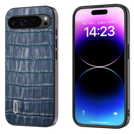 Противоударный чехол ABEEL Crocodile Texture Genuine Leather для Google Pixel 9 Pro - синий
