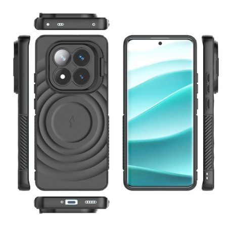Чохол  Lens Frame Bracket Corrugated MagSafe для Xiaomi Redmi Note 14 Pro+ 5G - чорний
