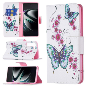 Чохол-книжка Colored Drawing Pattern Samsung Galaxy S22 Plus 5G - Peach Blossom Butterfly