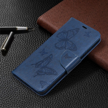 Чехол-книжка Butterflies Pattern на Samsung Galaxy S20 FE - синий