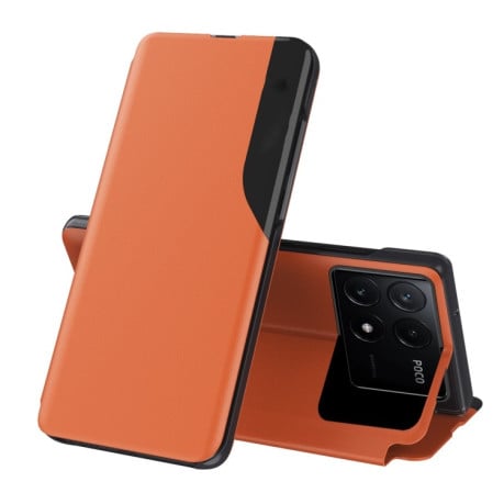 Чехол-книжка Clear View Standing Cover на Xiaomi Poco F6 Pro - оранжевый