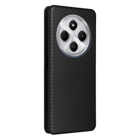 Чехол-книжка Carbon Fiber Texture на Xiaomi Redmi 14C 4G/Poco C75/Redmi A4 5G - черный