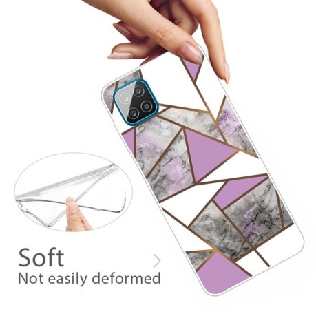 Противоударный чехол Marble Pattern для Samsung Galaxy A12 - Rhombus Gray Purple