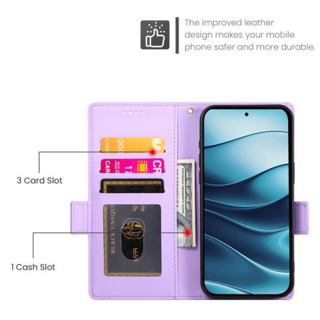 Чохол-книжка Side Buckle Magnetic Frosted Leather для Xiaomi Redmi Note 14 4G 164.84mm - фіолетовий