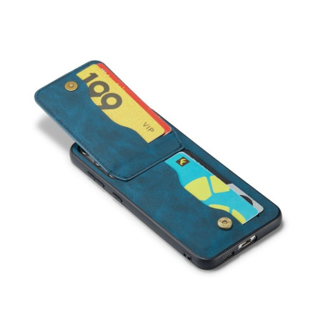 Протиударний чохол Fierre Shann Crazy Horse Card Holder на Samsung Galaxy S24 5G - синій