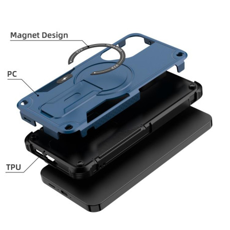 Противоударный чехол MagSafe Holder Armor PC Hybrid для Samsung Galaxy A16 4G / 5G - синий
