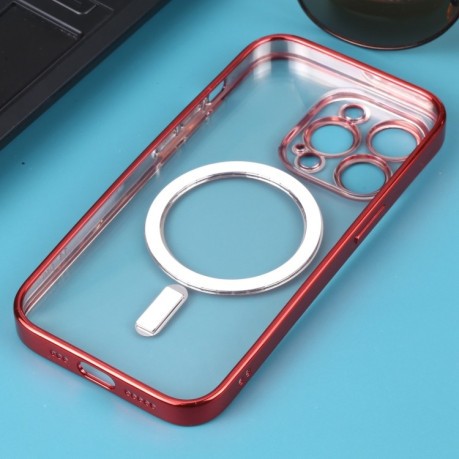Противоударный чехол MagSafe Electroplating Straight для iPhone 14 Pro - красный