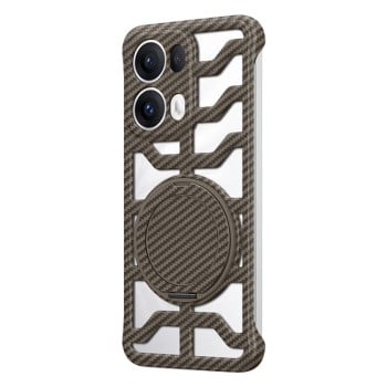 Чохол Hollow Carbon Fiber Rotating Bracket MagSafe для OPPO Reno13 Pro Global - золотий