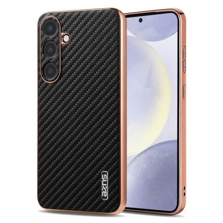 Ударозахисний чохол AZNS Electroplated Edge Carbon Fiber Texture для Samsung Galaxy S25 5G - чорний