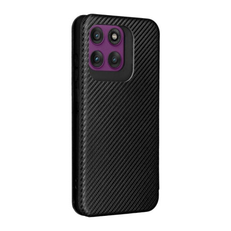 Чехол-книжка Carbon Fiber Texture на Motorola Edge 60 Pro - черный