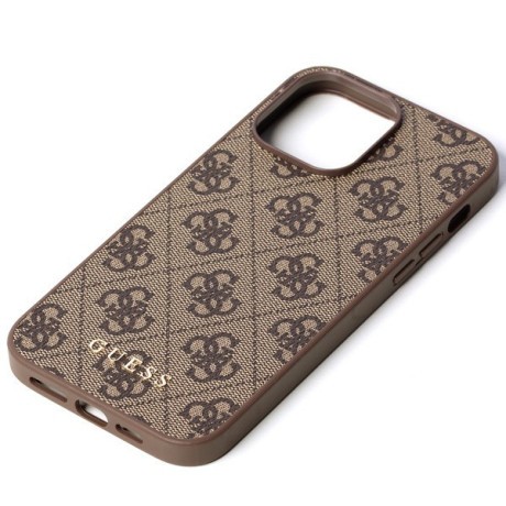 Оригинальный чехол Guess 4G Metal Gold Logo для iPhone 14 Pro Max - Brown