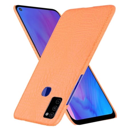 Ударопрочный чехол Crocodile Texture на Samsung Galaxy M51 - оранжевый