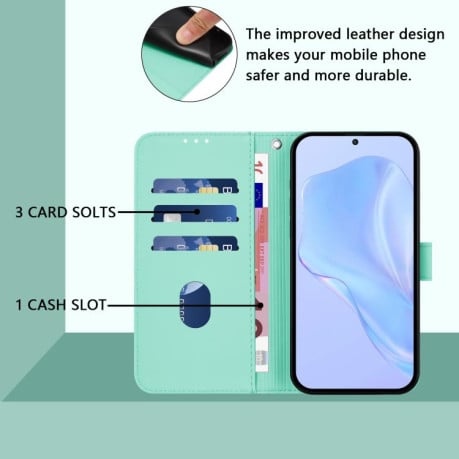 Чехол-книжка с мягким покрытием (Skin Feel) со шнурком на Xiaomi Poco M7 4G 169mm - зеленый