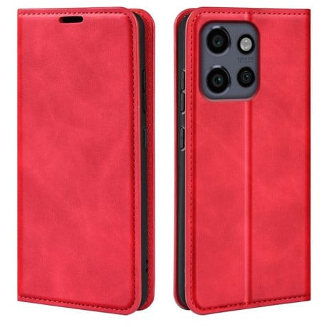 Чехол-книжка Retro Skin Feel Business Magnetic на Motorola Moto Edge 50 Neo 5G - красный