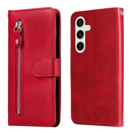 Чехол-книжка Fashion Calf Texture для Samsung Galaxy S24 FE 5G - красный