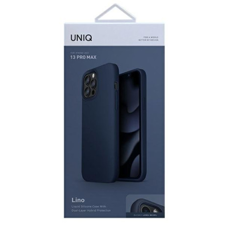 Оригінальний чохол UNIQ etui Lino Hue для Phone 13 Pro Max - blue