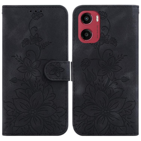 Чехол-книжка Lily Embossed Leather для Motorola Moto G05 / E15 - черный